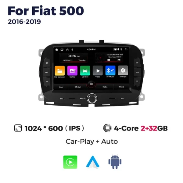 Магнитола MEKEDE для Fiat 500 II рест. (15-20) — изображение 2